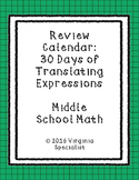 Translating Expressions Review Calendar