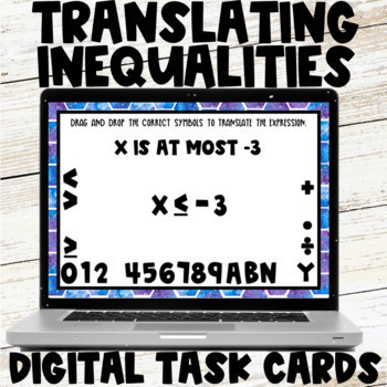 Preview of Translating Inequalities Drag and Drop Digital Task Cards Google Slides