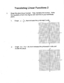 Algebra: Translating Linear Functions 2