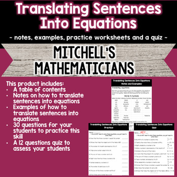 Preview of Translating Sentences Into Equations