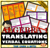 Translating Verbal Equations Notes and Task Cards