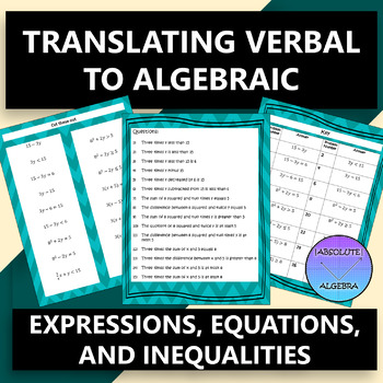 Preview of Translating Verbal to Algebraic Expressions Equations and Inequalities