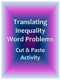 Translating Inequalities Word Problems Cut and Paste Activity