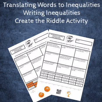 Preview of Translating Words to Inequalities (Writing Inequalities) Create the Riddle
