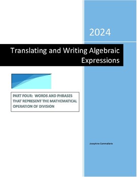 Preview of Translating and Writing Algebraic Expressions_Division