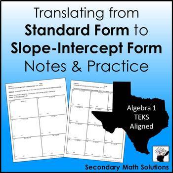 Preview of Standard Form to Slope-Intercept Form Notes & Practice