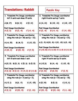 math in worksheets 1 grade Puzzle  CCSS activity  Translations Transformation   Art 8