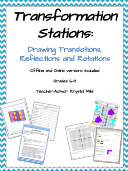 Preview of Translations, Reflections & Rotations Math Stations (print and digital versions)