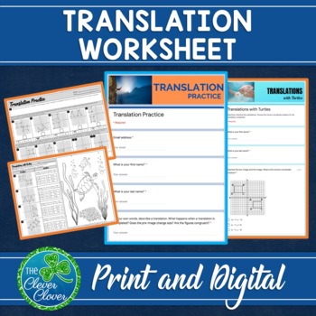 Preview of Transformations - Translation Worksheet - Print and Digital - Google Form