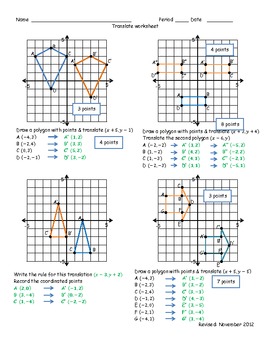 Translation worksheet by Math Monkey | Teachers Pay Teachers