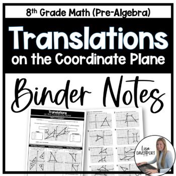 Preview of Translations - Binder Notes for 8th Grade Math