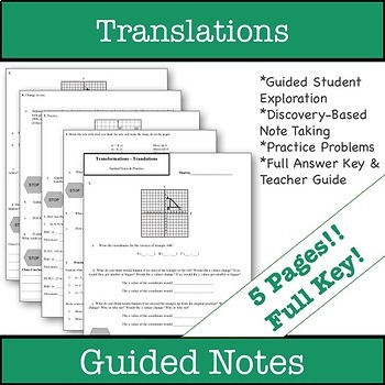 Translations - Binder Notes for 8th Grade Math