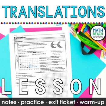 Preview of Translations Lesson with Coordinate Notation for High School Geometry