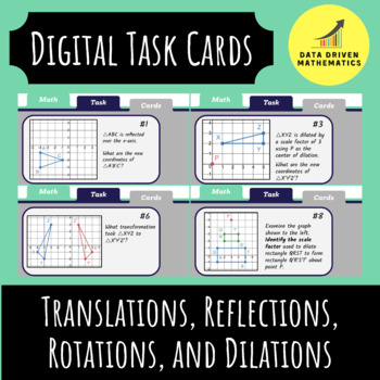 Preview of Translations, Reflections, Rotations, Dilations Digital Task Cards Google Slides