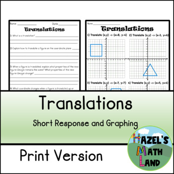 Preview of Translations: Short Response and Graphing (Print Only)