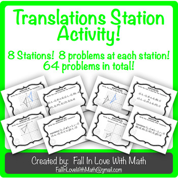 Preview of Translations (Transformations) Station Activity!