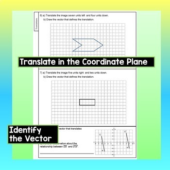 Translations Worksheet Vectors Coordinate Plane Function Notation Geometry