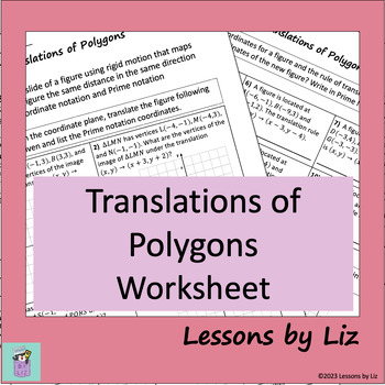 Preview of Translations of Polygons on a coordinate plane Worksheet