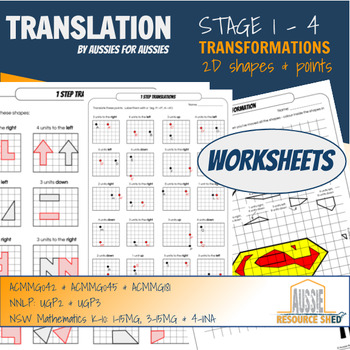 Preview of Transformations - Translations: Stage 1 to 4 (worksheets)