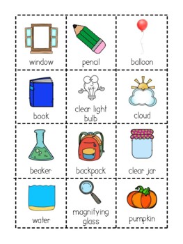 examples of translucent objects for kids