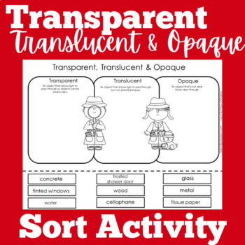 Opaque transparent translucent worksheets