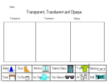 Transparent Translucent Opaque Clipart Worksheets Teaching Resources Tpt