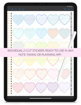 Preview of Transparent heart digital stickers- Goodnotes file, pngs & pdf
