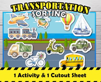 Preview of Transport Land, Water and Air Sorting Activity Toddlers Preschool transportation