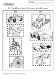 Old and New Transport Types Sorting Activity - Past and Pr