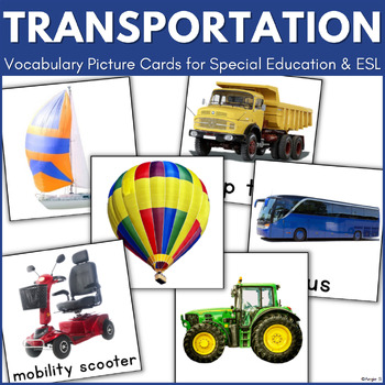 Preview of Transportation Picture Cards for ESL Special Education Speech Therapy Autism