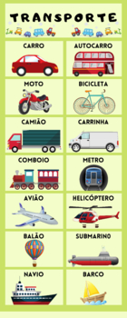 Preview of Transport vocabulary poster in portuguese