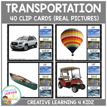 Preview of Transportation Clip Cards (Real Pictures)