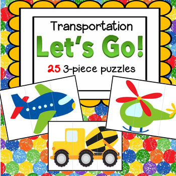 Preview of Transportation 3 Piece Puzzles for Preschool and Toddlers