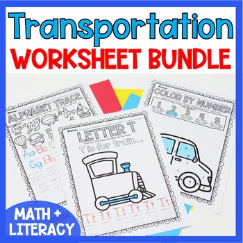 Preview of Transportation Activities Math Literacy Centers Printable Coloring Worksheets