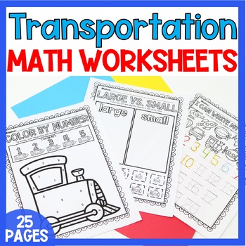 Preview of Transportation Activities Math Worksheets Community Helper Printable Centers