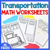 Transportation Activities Math Worksheets Community Helper