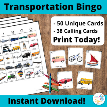 Preview of Transportation BINGO Game for Preschoolers and Toddlers