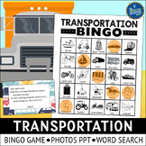 Transportation Bingo Game PowerPoint and Word Search Activities