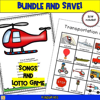 Transportation BUNDLE: Songs & Rhymes + Lotto by KindyKats | TpT