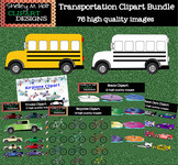 Transportation Clipart Bundle- Color and Black line