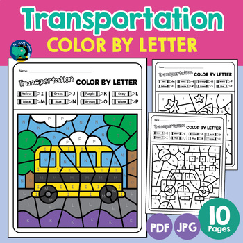 Preview of Transportation Color By Letter Worksheets