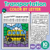 Transportation Color By Letter Worksheets