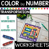 Transportation Color By Number Worksheets and Answer Keys