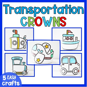 Preview of Transportation Crafts Printable Crown Hat Coloring Activities