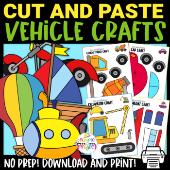 Preview of Transportation Cut and Paste Craft Template Bundle