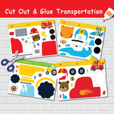Transportation Cut Out and Glue Activity for Kids. Cutting