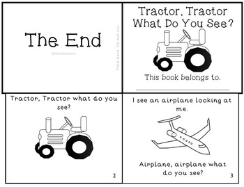 Preview of Transportation Emergent Reader "Tractor, Tractor What Do You See?" Mini-Book