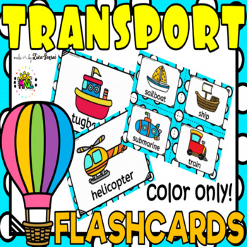Preview of Transportation Picture Cards Flashcards Posters Color Only Packet