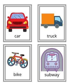 Transportation Flashcards (ESL, Vocabulary) by The Twin Tribe | TPT