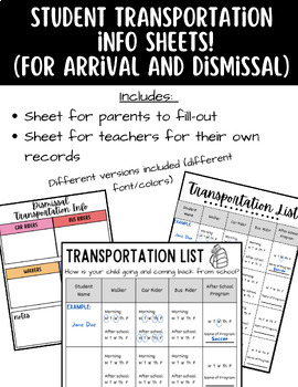 Preview of Transportation Forms for Before and After School